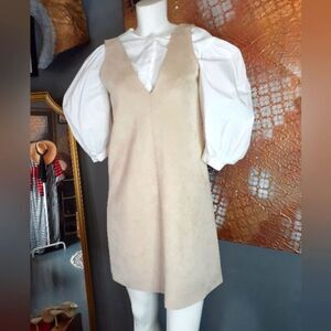 Nwt Zara Faux Suede Pinafore Style Mini Dress